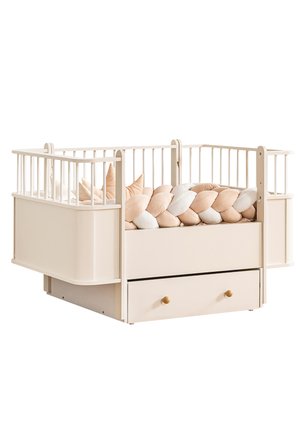 MDF Beşik, Krem Dünya Çekmeceli Büyüyen Sallanan Beşik 80x130 - Krem Dünya Karyola 80x190