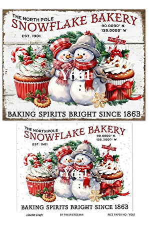 Y661 Yeniyıl, Kardan Adam Desenli Pirinç Dekopaj 30x42