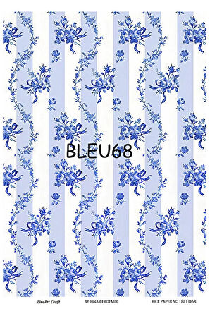 BLEU68 Mavi Beyaz, Çini, Karo Pirinç Dekopaj 30x42