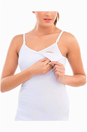 Kadın Beyaz Modal Emzirme Atlet