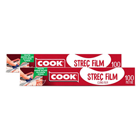 COOK Streç Film 100 Metre Kayar Bıçak Hediyeli - 2 Adet