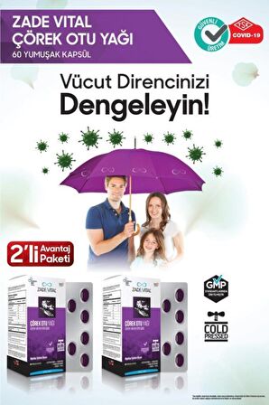 Zade Vital Çörek Otu Yağı 60 Yumuşak Kapsül - Blister x2 (2'li Avantaj Paketi)