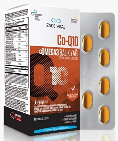 Zade Vital Co-Q10 Omega 3 Balık Yağı Blister 30 Kapsül