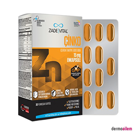 Zade Vital Çinko (Zinc) Blister 30 Kapsül