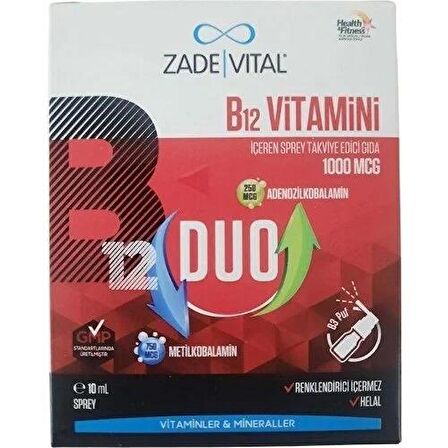 Zade Vital Vitamin B12 Duo 1000 Mcg Sprey 10 Ml 