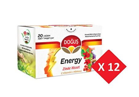 Doğuş Energy Süzen Poşet Çay 12 x20'li / C Vitamini - Hibiscus