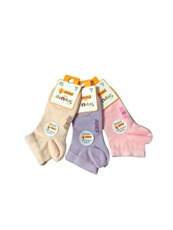 3 Lü Dündar Plus Kız Çocuk Modal Dikişsiz Patik Kısa Çorap