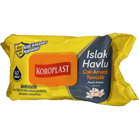 Koroplast Çok Amaçlı Islak Havlu  Ferah Koku 100lü Kapaklı 6 Pk.