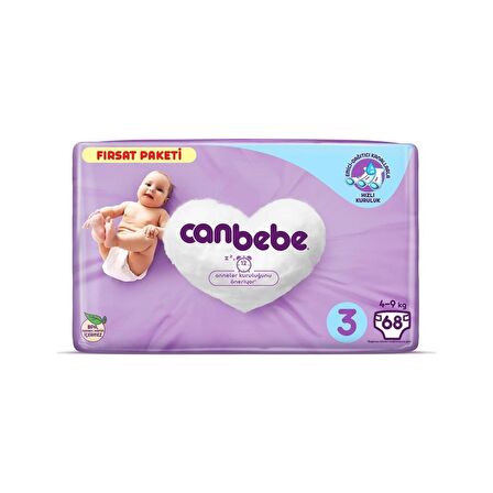 Canbebe Bebek Bezi Fırsat 3 Beden 4-9 Kg 68'li