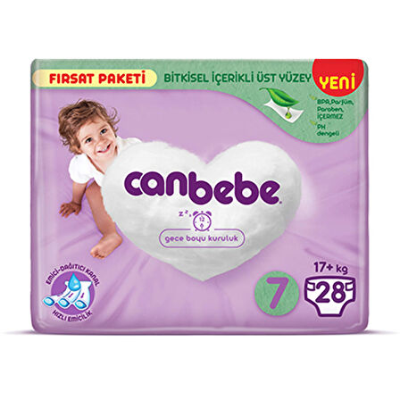 Canbebe Bebek Bezi Fırsat Paketi 7 Beden XXL (17+ Kg) 28 Adet