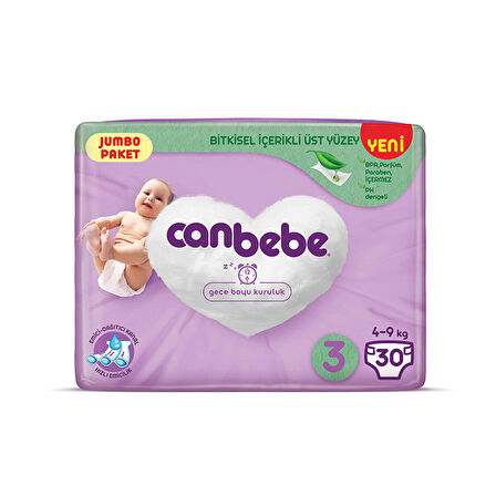 Canbebe 3 Numara Midi 30'lu Bel Bantlı Bez