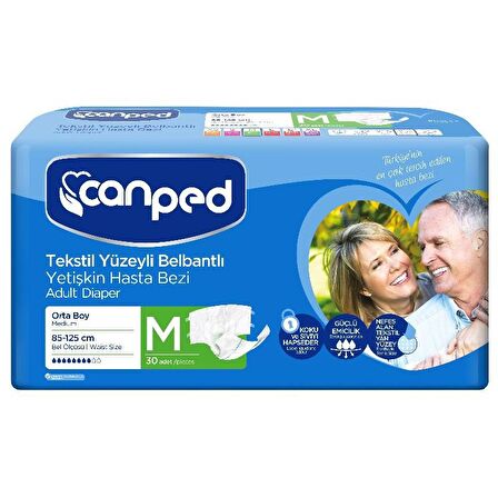 Canped Belbantlı Tekstil Yüzeyli Hasta Bezi Medium 30'lu