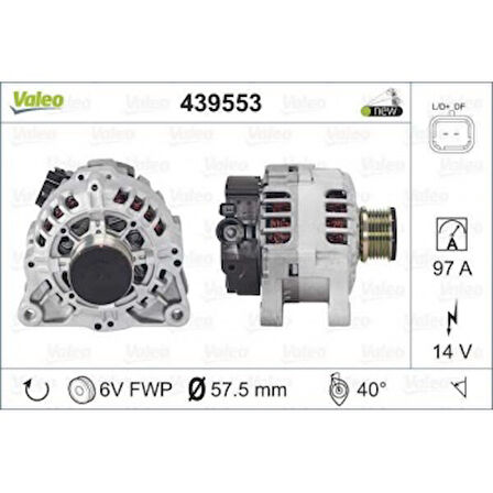 Fiat Alternator 12v 97a Jumper 2,0hdi 02> Ducato 1,9td / 2,0jtd 02> - Valeo 439553