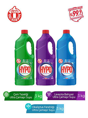 HYPER HYPO ULTRA ÇAMAŞIR SUYU 1 ÇAM,1 LAVANTA, 1 OKALİPTUS 3 KG X 3 ADET  