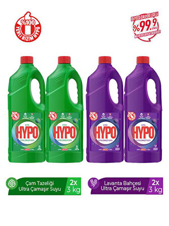 HYPER HYPO ULTRA ÇAMAŞIR SUYU 2 ÇAM VE 2 LAVANTA 3 KG X 4 ADET