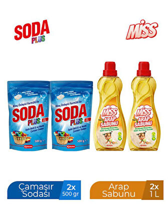 MİSS ARAP SABUNU 1 L X 2 ADET + SODA PLUS 500 GR X 2 ADET