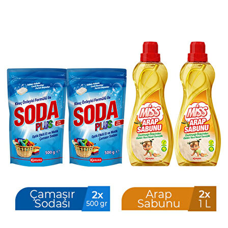 MİSS ARAP SABUNU 1 L X 2 ADET + SODA PLUS 500 GR X 2 ADET