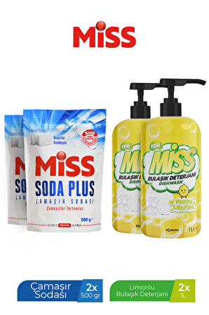 SODA PLUS 500 GR X 2 ADET + MİSS BULAŞIK DETERJANI 1000 ML LİMON X 2 ADET