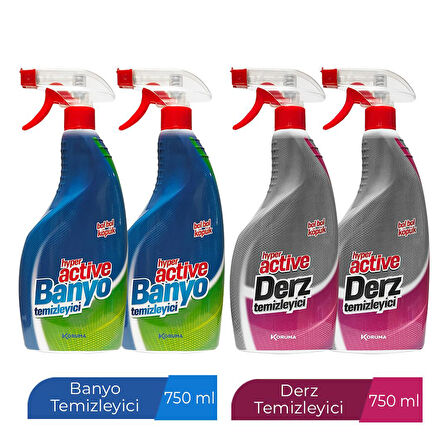 HYPER ACTIVE DERZ TEMİZLEYİCİ X 2 ADET + BANYO TEMİZLEYİCİ  X 2 ADET