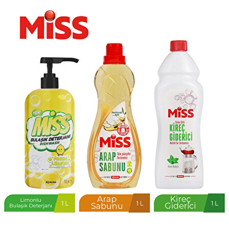 MİSS HARİKALAR DİYARI SİRKE ÖZLÜ KİREÇ GİDERİCİ X 1 ADET,ARAP SABUNU X 1 ADET,BULAŞIK DETERJANI X 1 ADET