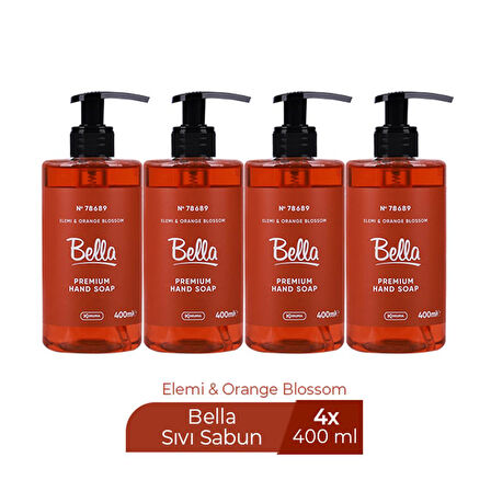 BELLA SIVI SABUN ELEMİ&ORANGE TURUNCU 400 ML x 4 ADET