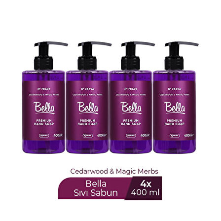 BELLA SIVI SABUN CEDAR&MAGİC MOR 400 ML X 4 ADET