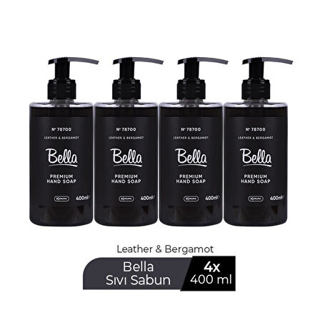 BELLA SIVI SABUN LEATHER&BERGAMOT SİYAH 400 ML X 4 ADET