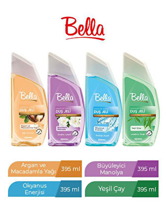 BELLA DUŞ JELİ 395 ML X 4 ADET OKYANUS ENERJİSİ+BÜYÜLEYİCİ MANOLYA+ARGAN+YEŞİL ÇAY