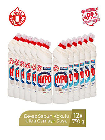 HYPER HYPO ULTRA ÇAMAŞIR SUYU BEYAZ SABUN KOKULU 750 ML x 12 ADET