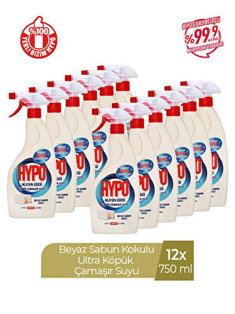 HYPO KÖPÜK ÇAMAŞIR SUYU BEYAZ SABUN KOKULU 750 ML x 12 ADET