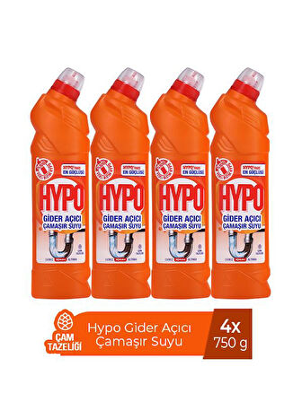 HYPO GİDER AÇICI ÇAMAŞIR SUYU ÇAM TAZELİĞİ 750 GR x 4 ADET