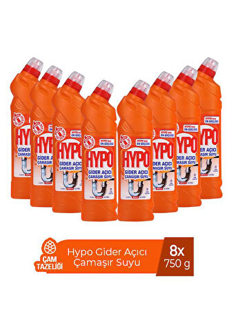 HYPO GİDER AÇICI ÇAMAŞIR SUYU ÇAM TAZELİĞİ 750 GR x 8 ADET