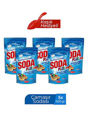 SODA PLUS ÇAMAŞIR SODASI 500G -KAŞIKLI x 5 ADET