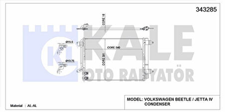 Vag Klima Radyatoru Beetle Jetta IV 1.2 1.4 1.6 2.0tsi 1.6 2.0tdi 11> - Kale 343285