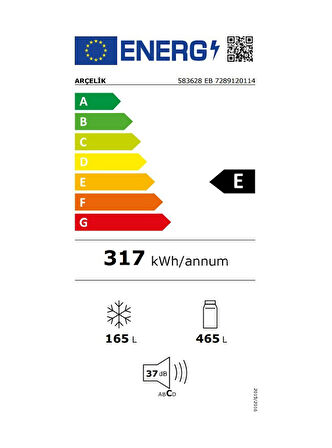 Arçelik 583628 EB 630 LT No-Frost Çift Kapılı Buzdolabı