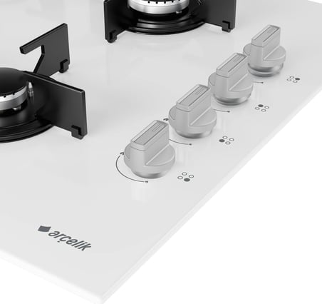 Arçelik Ocd T 601-1 Ehbd Gazlı Ocak 4 Gözlü Cam Tablalı Parlak Beyaz 60 cm Ölçü
