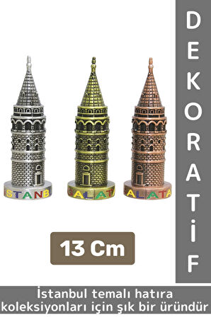 Dekoratif Obje Biblo Süs İstanbul Hatıra Koleksiyon Hediyelik Çok Şık Minyatür Galata Kulesi 13 Cm