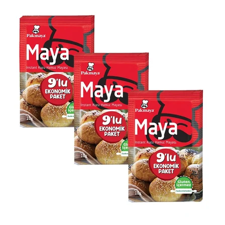 Pakmaya Instant Maya 9'Lu 90  gr x 3 Adet