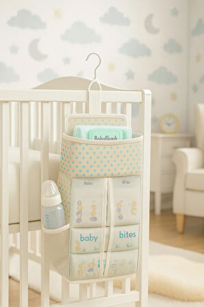 Cepli Beşik Yanı Düzenleyici - Bebek Park Yatak ve Beşik Yanı Çok Amaçlı Düzenleyici