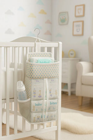 Cepli Beşik Yanı Düzenleyici - Bebek Park Yatak ve Beşik Yanı Çok Amaçlı Düzenleyici