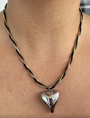 Gümüş Renk Kalp Figürlü Kolye