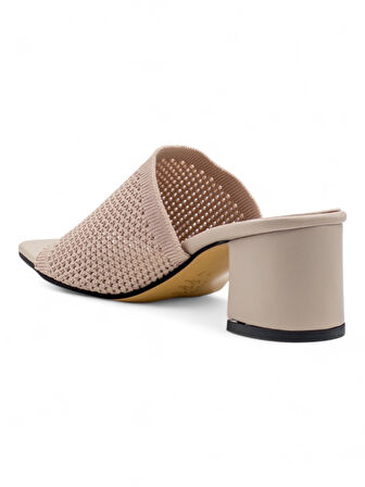 VİVENZA HASIRLI KADIN TOPUKLU TERLİK KREM