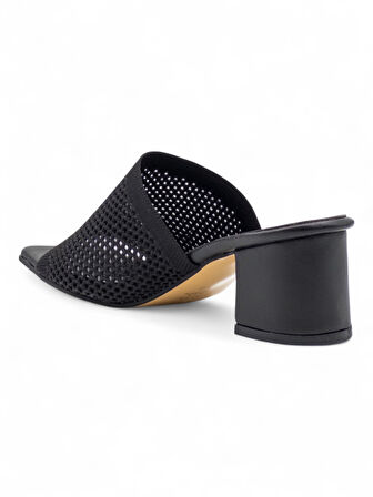 VİVENZA HASIRLI KADIN TOPUKLU TERLİK SİYAH