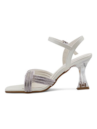 PANDORA MODA Y25.50.21 ÇAPRAZ TAŞLI KADIN ŞEFFAF TOPUKLU ABİYE SEDEF