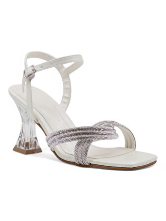 PANDORA MODA Y25.50.21 ÇAPRAZ TAŞLI KADIN ŞEFFAF TOPUKLU ABİYE SEDEF