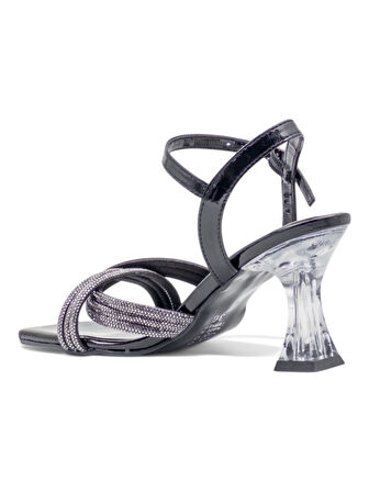 PANDORA MODA Y25.50.21 ÇAPRAZ TAŞLI KADIN ŞEFFAF TOPUKLU ABİYE SİYAH