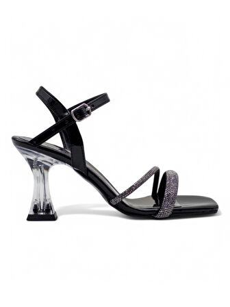 PANDORA MODA Y25.50.700 İKİ ŞERİT TAŞLI KADIN ŞEFFAF TOPUKLU ABİYE SİYAH