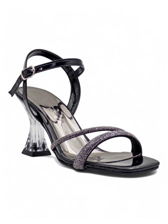 PANDORA MODA Y25.50.700 İKİ ŞERİT TAŞLI KADIN ŞEFFAF TOPUKLU ABİYE SİYAH