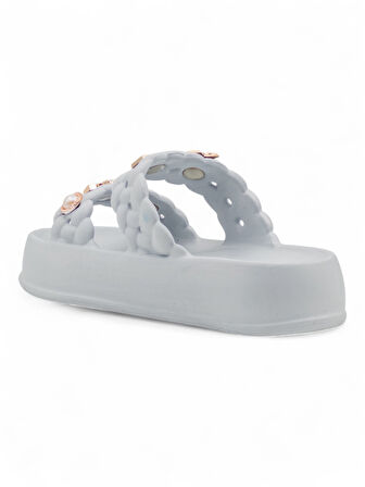 SONIMIX EZ0185.01 TAŞLI KADIN TERLİK BUZ GRİ