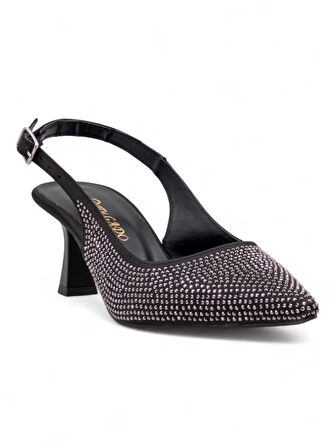 BERK TAŞLI ALÇAK KADEH TOPUKLU ABİYE SİYAH